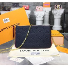 Louis Vuitton Monogram Empreinte Leather Double Zip Pochette Marine Rouge M63916