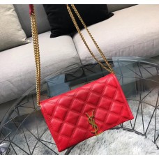 Saint Laurent BECKY chain wallet in quilted lambskin YSL585031-red