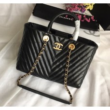 Chanel Chevron Shopping Tote C57974V-black
