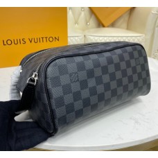 Louis Vuitton Damier Graphite Dopp Kit Toilet Pouch N40127-black