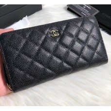 Chanel Long Zipped Wallet in Caviar Leather CW50097-AB-black