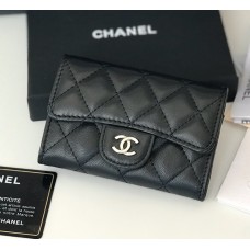 Chanel Quilted Card Holder in Lambskin CW80799-B-black