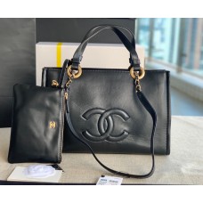 Chanel Cocomark Small Shopping Tote Bag C3129A-black