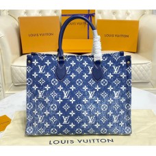Louis Vuitton Denim Jacquard OnTheGo MM M46448-blue