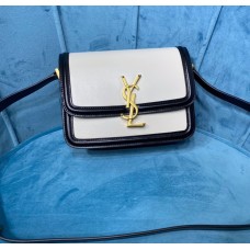 Saint Laurent Solferino Small Satchel In Box Leather YSL634306-white-black