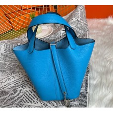 Hermes Picotin Lock 18 Palladium Hardware H2218W-bleu-hydra