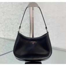 Prada Cleo brushed leather shoulder bag PD1BC499-black