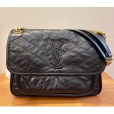 Saint Laurent Medium Niki Chain Bag In Quilted Leather YSL498894-A-black