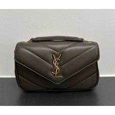 Saint Laurent LOULOU MINI in lambskin YSL821749-dark-brown