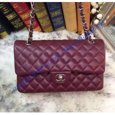 Chanel Small Classic Flap Bag in Wine Red Lambskin with silver hardware Chanel Small Classic Flap Bag in Wine Red Lambskin with silver hardware
