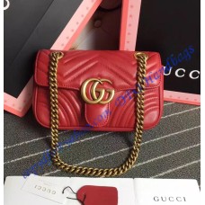 Gucci Mini GG Marmont Matelasse Shoulder Bag Red