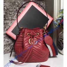Gucci GG Marmont Quilted Leather Bucket Bag Red