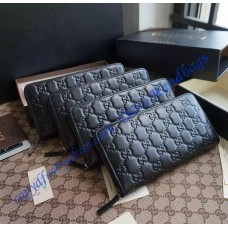 Black Guccissima Leather Zip Around Wallet